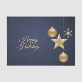 Christmas Party Golden Ornament Navy Blue Elegant Seidenpapier