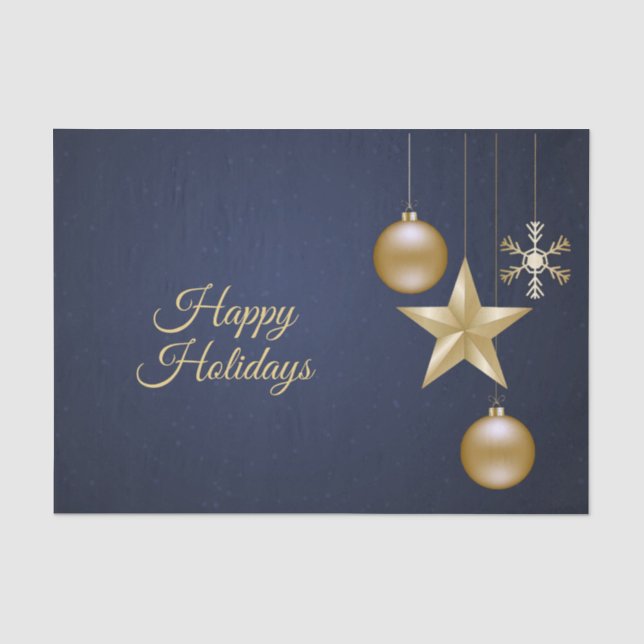 Christmas Party Golden Ornament Navy Blue Elegant Seidenpapier (Vorderseite)