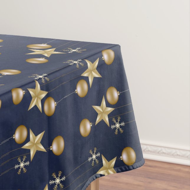 Christmas Party Golden Ornaments Navy Blue Elegant Tischdecke (Beispiel)