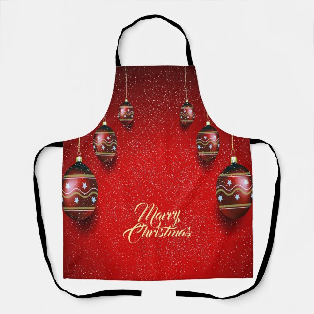 Christmas Party Golden Red Winter Elegant Schürze (Vorderseite)