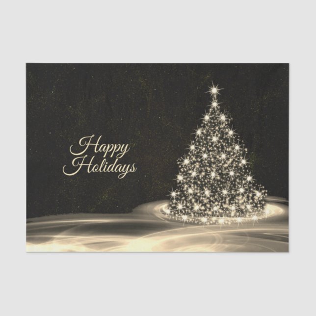 Christmas Party Golden Shiny Tree Winter Black Seidenpapier (Vorderseite)