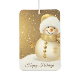 Christmas Party Golden Snowman Snowflakes Holidays Autolufterfrischer