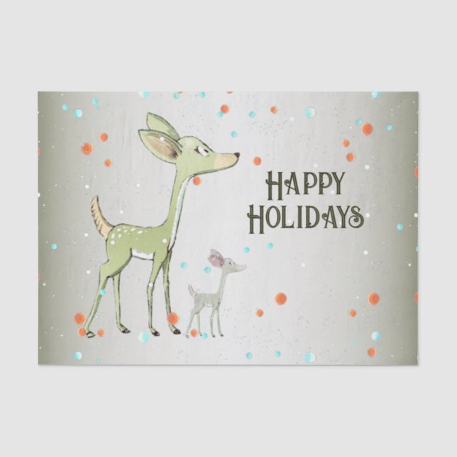 Christmas Party Green Deers Holidays Cute Seidenpapier (Vorderseite)