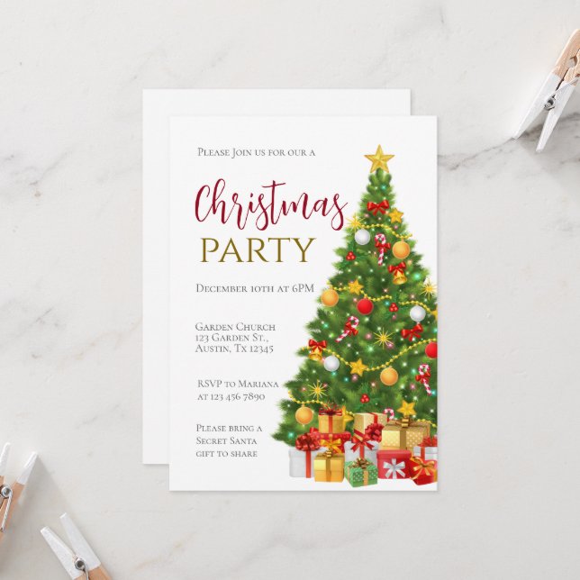 Christmas Party Invitation Einladung (Vorderseite/Rückseite Beispiel)