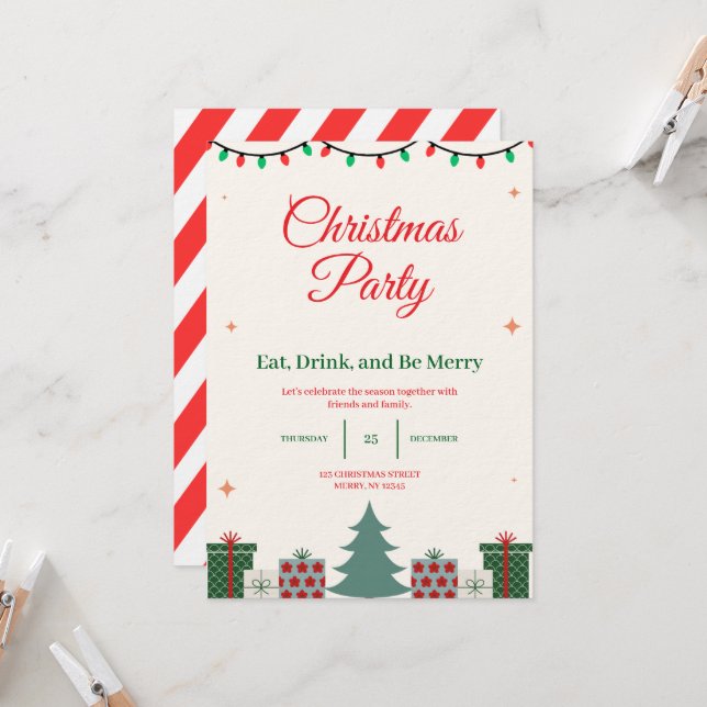 Christmas Party Invitation Einladung (Vorderseite/Rückseite Beispiel)