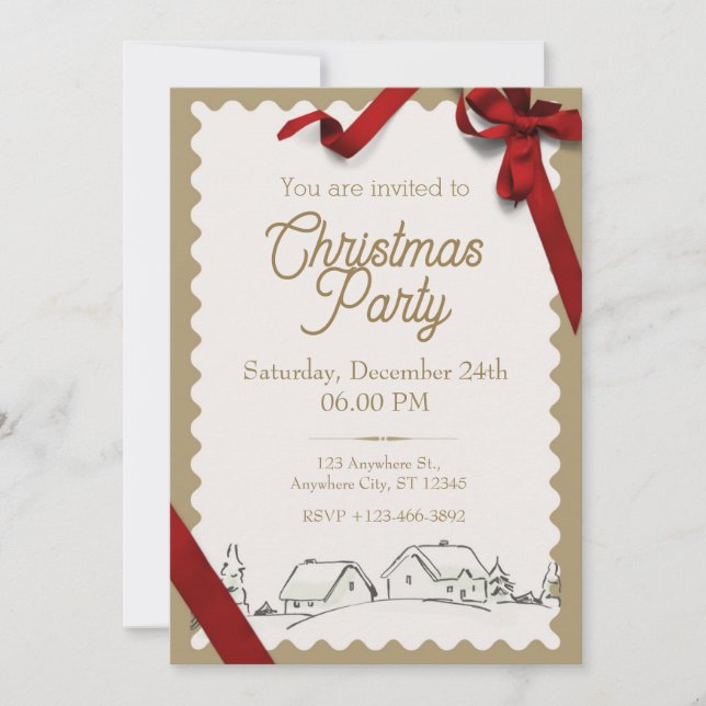 christmas party invitation elegant holiday invite  (Devant)