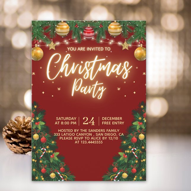 Christmas Party Invitation with Shining Yellow (Créateur téléchargé)