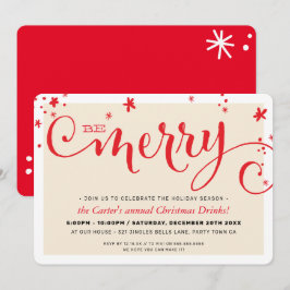CHRISTMAS PARTY Moderne lustige rote Typografie BE Feiertagskarte