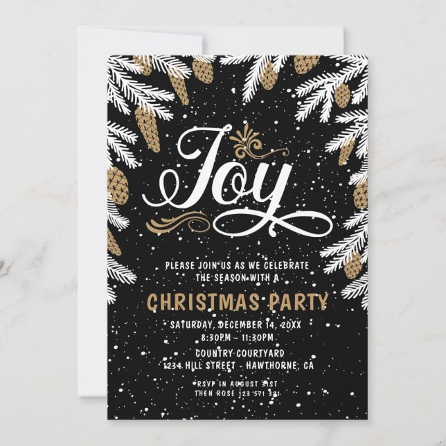Christmas Party noir & or Joy Invitation (Devant)