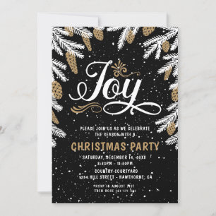 Christmas Party noir & or Joy Invitation
