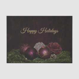 Christmas Party Pink Ornament Green Leaves Black Seidenpapier