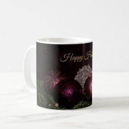 Christmas Party Pink Ornaments Green Leaves Black Kaffeetasse