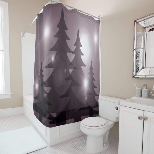 Christmas Party Pink Trees Holiday Winter Elegant Duschvorhang (Beispiel)