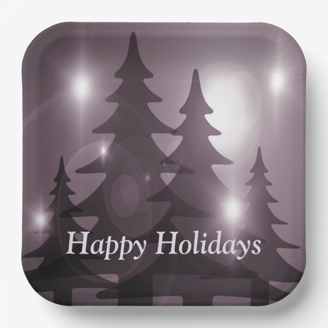 Christmas Party Pink Trees Holiday Winter Elegant Pappteller (Vorderseite)