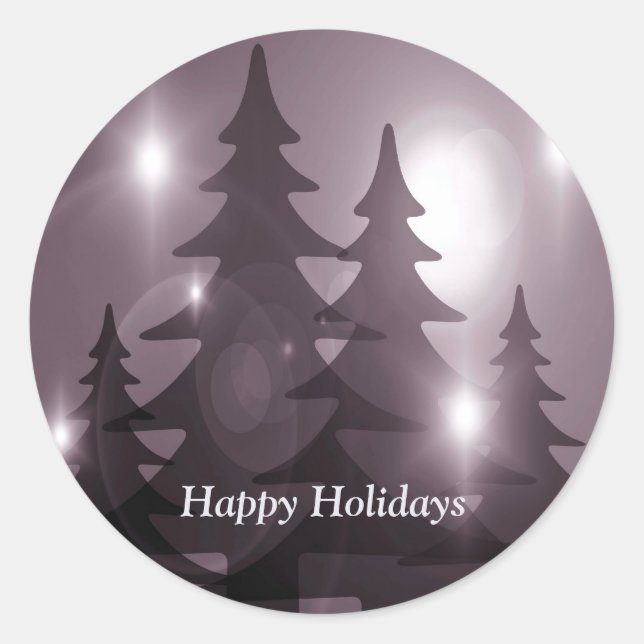 Christmas Party Pink Trees Holiday Winter Elegant Runder Aufkleber (Vorderseite)