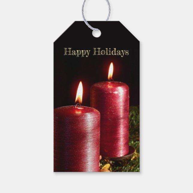 Christmas Party Red Candles Winter Holidays Geschenkanhänger (Vorderseite)