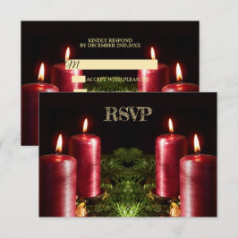 Christmas Party Red Candles Winter Holidays RSVP Karte
