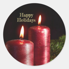 Christmas Party Red Candles Winter Holidays Runder Aufkleber