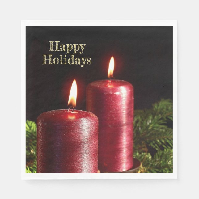 Christmas Party Red Candles Winter Holidays Serviette (Vorderseite)