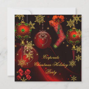 CHRISTMAS PARTY Red Gold Holiday Corporate Einladung