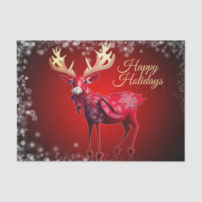 Christmas Party Red Reindeer Winter Holidays Seidenpapier (Vorderseite)