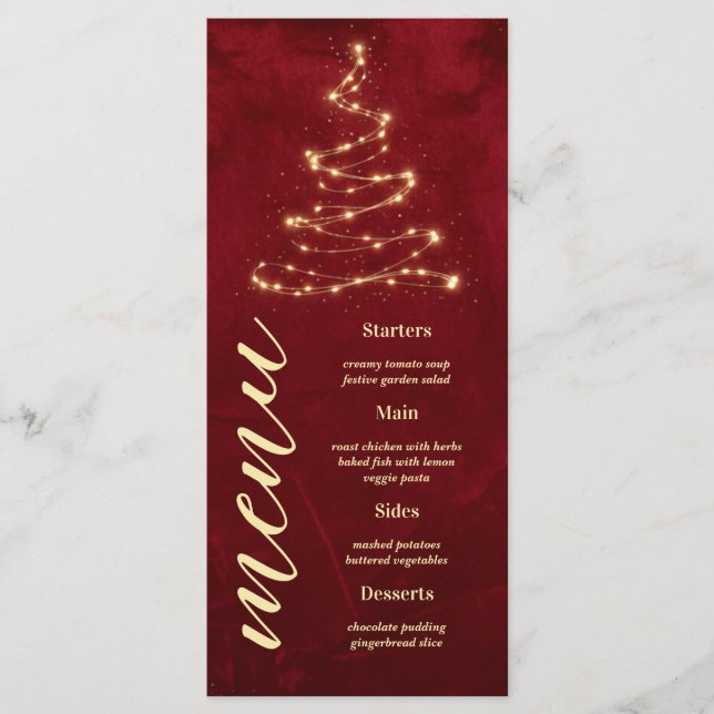 Christmas Party Red Velvet with Tree Manu Card Menükarte (Vorderseite)