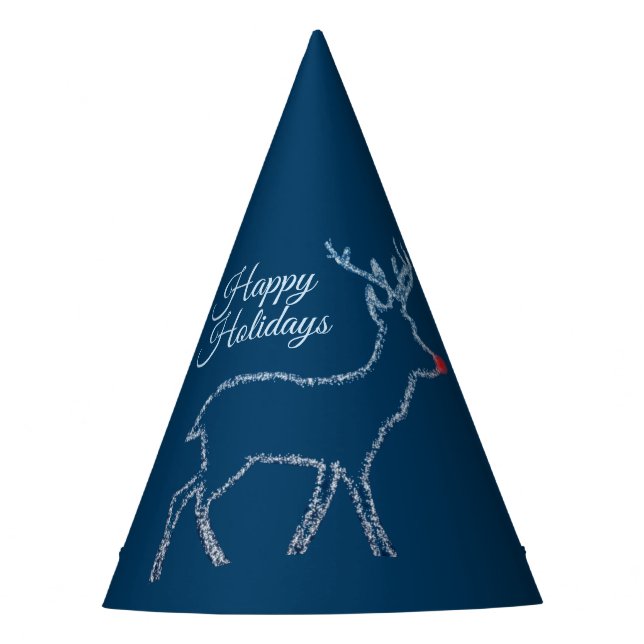 Christmas Party Reindeer Blue Sky Shiny Stars Partyhütchen (Vorderseite)
