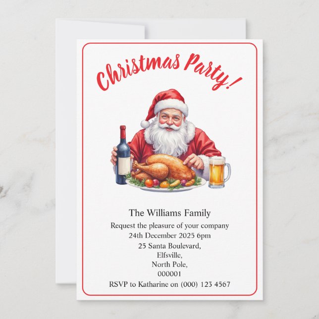 Christmas Party Santa Claus Design Xmas Einladung (Vorderseite)