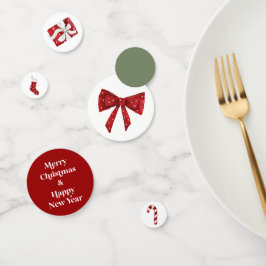 Christmas Party Table Confetti Red Bow Table Decor Konfetti