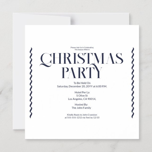 Christmas Party Vintage Elegant blue Invitation (Recto)