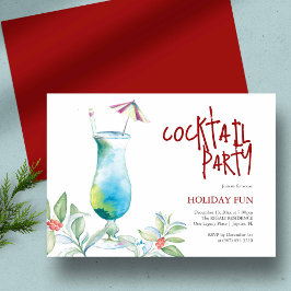 Christmas Party Watercolor Tropical Cocktail Einladung