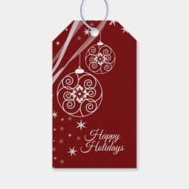 Christmas Party White Ornaments Stars Red Elegant Geschenkanhänger