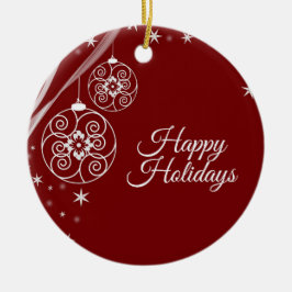 Christmas Party White Stars Red Elegant Keramik Ornament