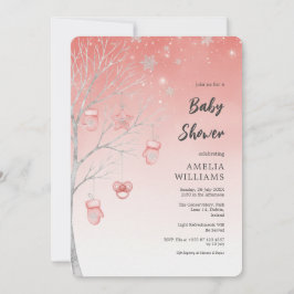 Christmas Pastel Red Winter Tree Baby Shower Einladung