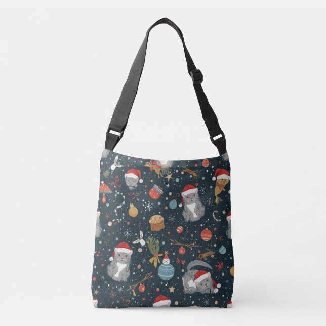 Christmas Pattern Cats Tragetaschen Mit Langen Trägern (Vorderseite)
