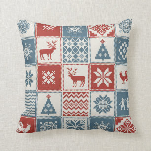 Christmas pattern in patchwork style style. Tradit Kissen