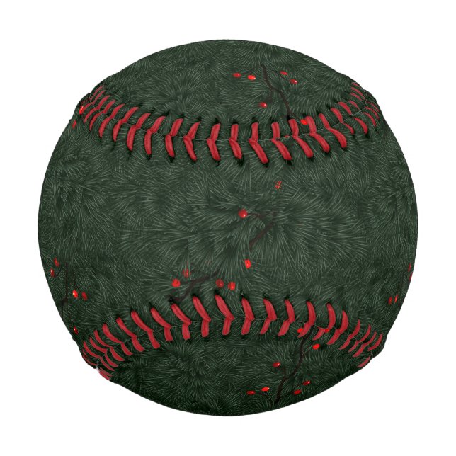 Christmas Pattern Pine Needles and Red Berries Baseball (Vorderseite)