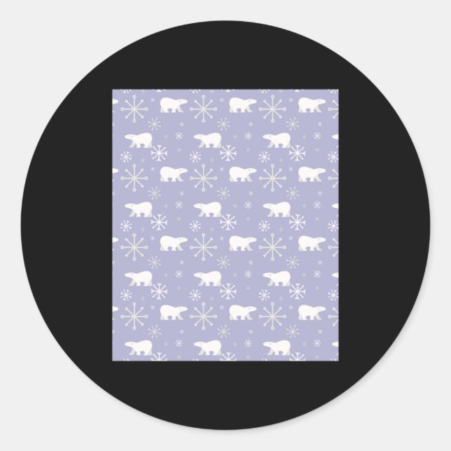Christmas Pattern With Lar Bears And Snowflakes  Runder Aufkleber (Vorderseite)