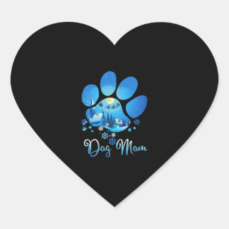 Christmas Paw Dog Mama Herz-Aufkleber