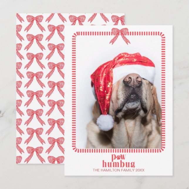 Christmas Paw Humbug Foto Coquette Feiertagskarte (Vorne/Hinten)