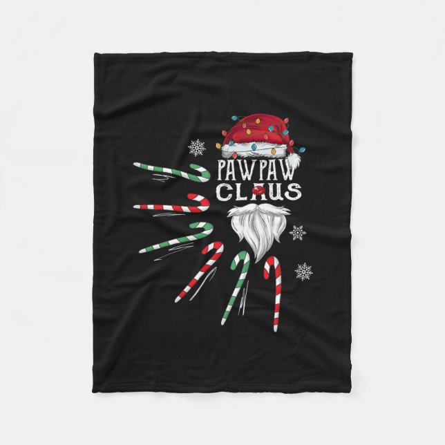 Christmas Pawpaw Claus Pawpaw Bart Candy Cane Fleecedecke (Vorderseite)