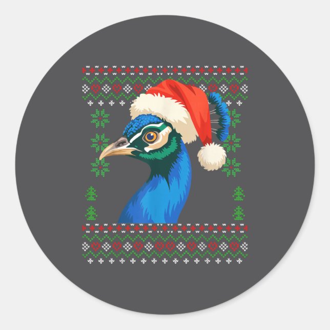 Christmas Pea Ugly Xmas Sweater  Runder Aufkleber (Vorderseite)
