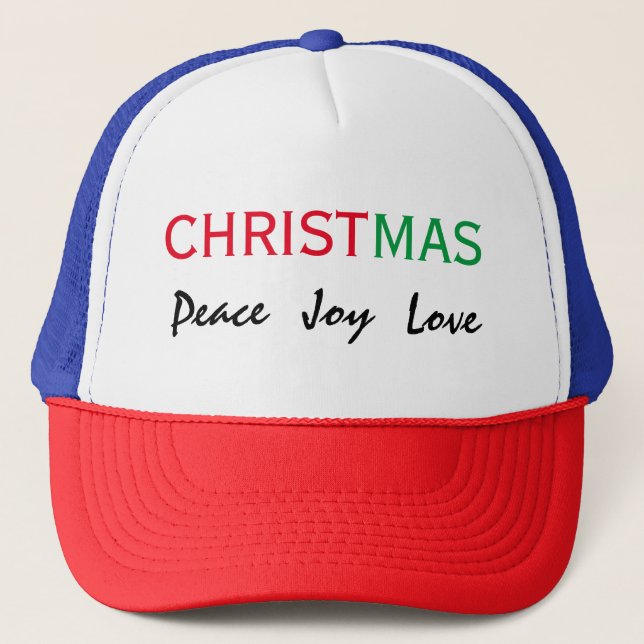 CHRISTMAS PEACE JOY LIEBE TYPOGRAPHIE TRUCKERKAPPE (Vorderseite)