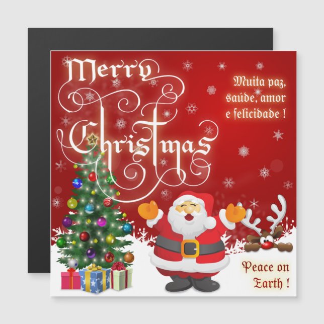 Christmas Peace on Earth Citation Texte Carte magn (Devant / Derrière)