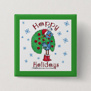 Christmas Peacock Button