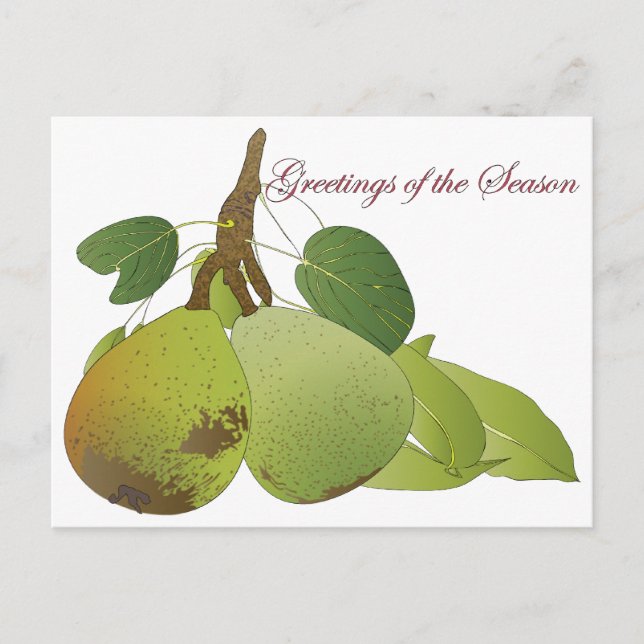 Christmas Pears Postcard Feiertagspostkarte (Vorderseite)
