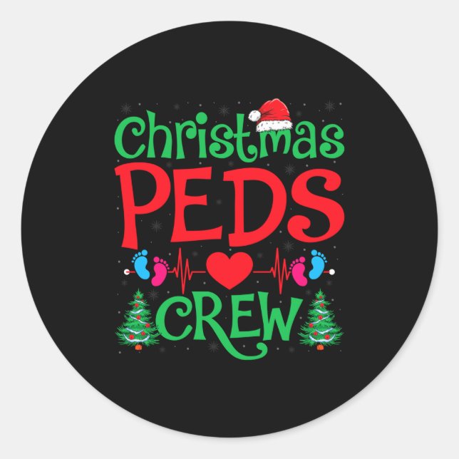 Christmas Peds Crew Santa Hat Xmas Tree Pediatric  Runder Aufkleber (Vorderseite)