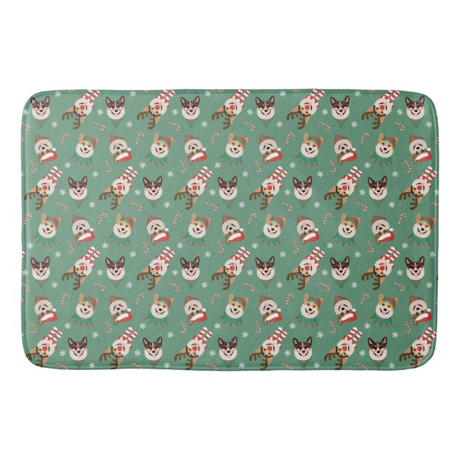 Christmas Pembroke Welsh Corgi Hunde Badematte (Vorderseite)