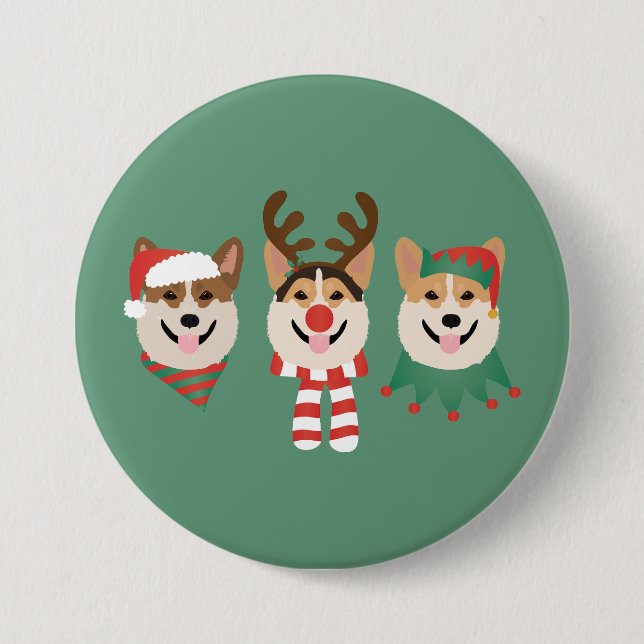 Christmas Pembroke Welsh Corgi Hunde Button (Vorderseite)