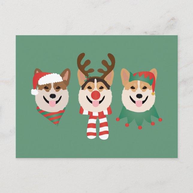 Christmas Pembroke Welsh Corgi Hunde Postkarte (Vorderseite)